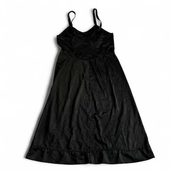 Vintage 60s Aristocrat Nylon Slip Dress Size 36 Black Satin Maxi - Picture 2 of 6